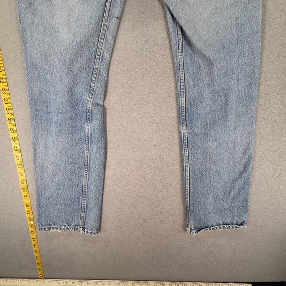Levis 501 Jeans Womens Made in USA Blue Straight Button Fly Distressed 26x28 - Picture 15 of 16